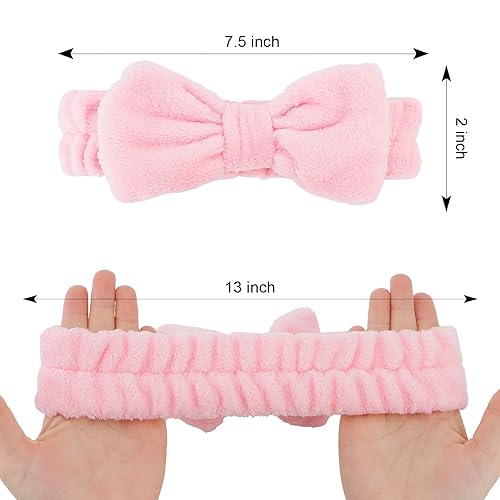 Miniatura 6 de 4 diademas de spa rosadas, recuerdos de fiesta de pijamas, banda de maquillaje de vellón coral suave, diademas para el cuidado de la piel, diadema