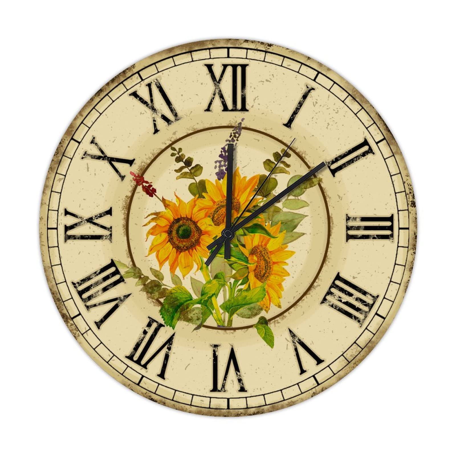Horloge murale silencieuse vintage bois sans tic-tac 38cm