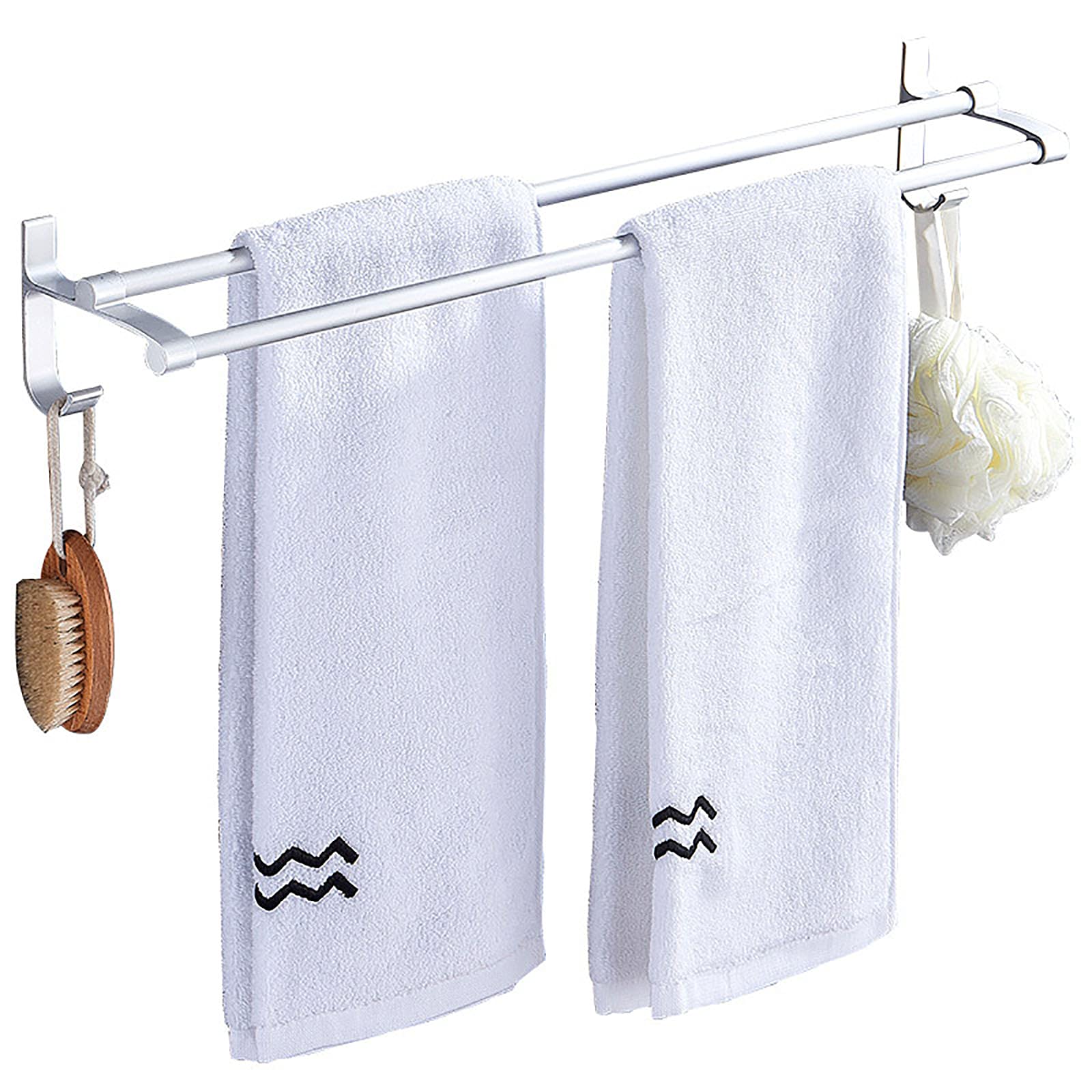 Étagère murale porte-serviettes sans forage en aluminium pour rangement salle de bain