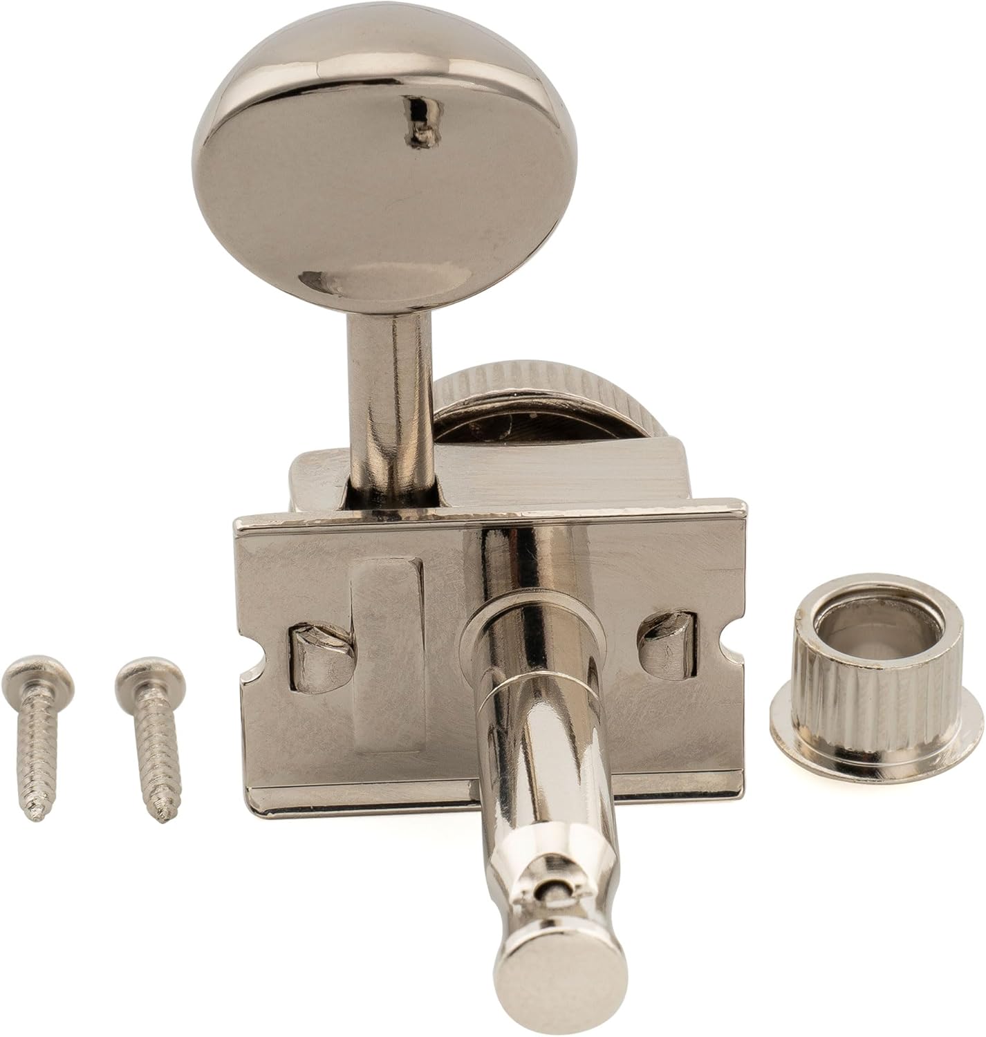 Musiclily Ultra R18T Left-Handed 6-in-line 18:1 Ratio Semi Closed Vintage Hybrid Staggered Locking Machine Heads Tuners with Vintage Oval Button for Fender SQ Strat Tele Style Electric Guitar, Nickel