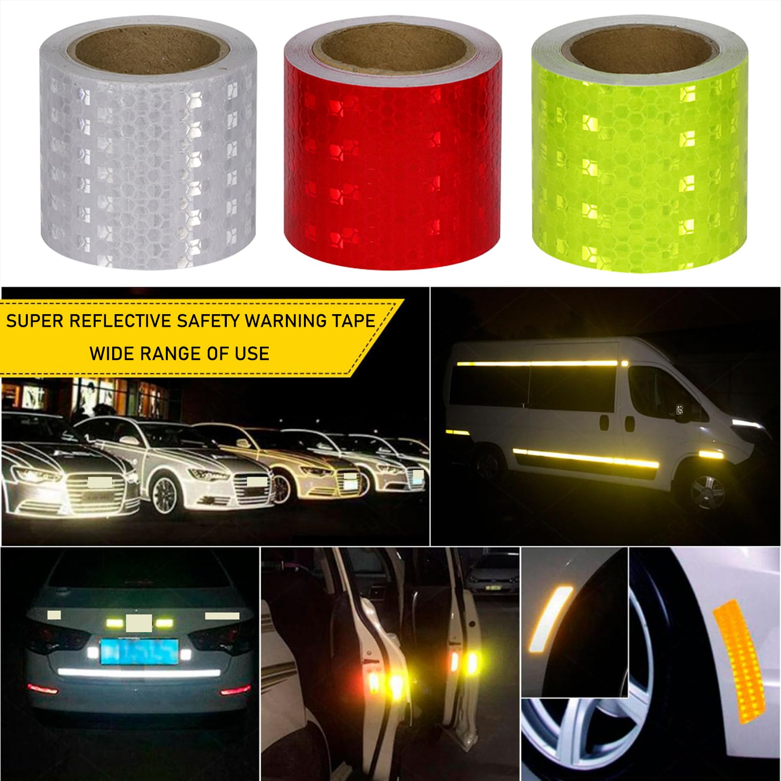 Cinta Reflectante de Seguridad, 3 Rollos de 5 cm x 3 Metros, Impermeable, Adhesiva, for Exteriores, Ropa