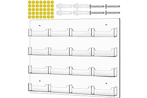 Acrylic Business Card Holder Wall Mount Space Saver, Multi Pocket Rack Organizer, 16 Pockets