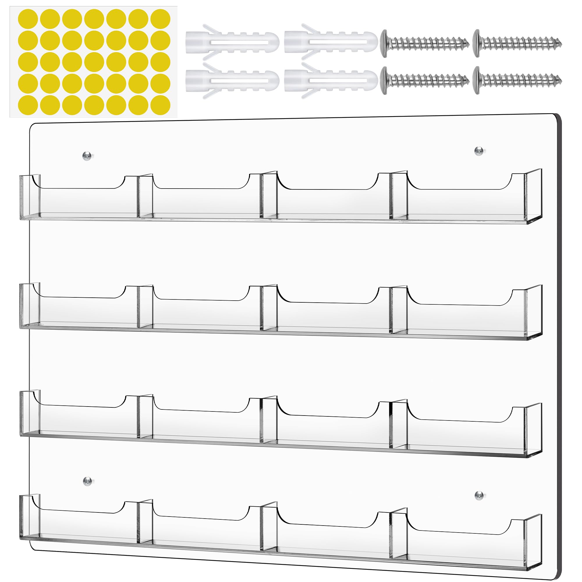 TURSTIN Business Card Holder Wall Mount Clear Sticker Display Marketing Holder Acrylic Business Card Stand Multi Pocket Rack Organizer Space Saver for Home Office (16 Pockets)