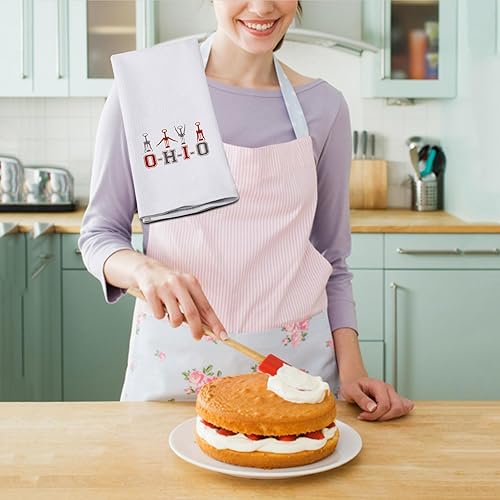 Miniatura 7 de G2TUP Toallas de cocina divertidas, toalla de cocina con saco de harina del estado de Ohio, kit de toallas de mano blancas impresas con frases