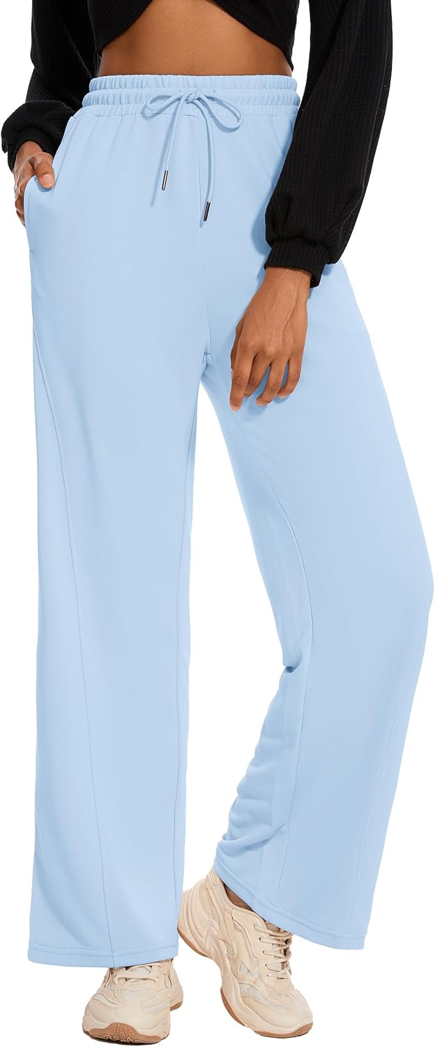 M MOTEEPI Women Sweatpants Wide Leg 30" Lounge Sweat Pants Casual Baggy Trousers with Elastic Waist Straight Leg - Image 2