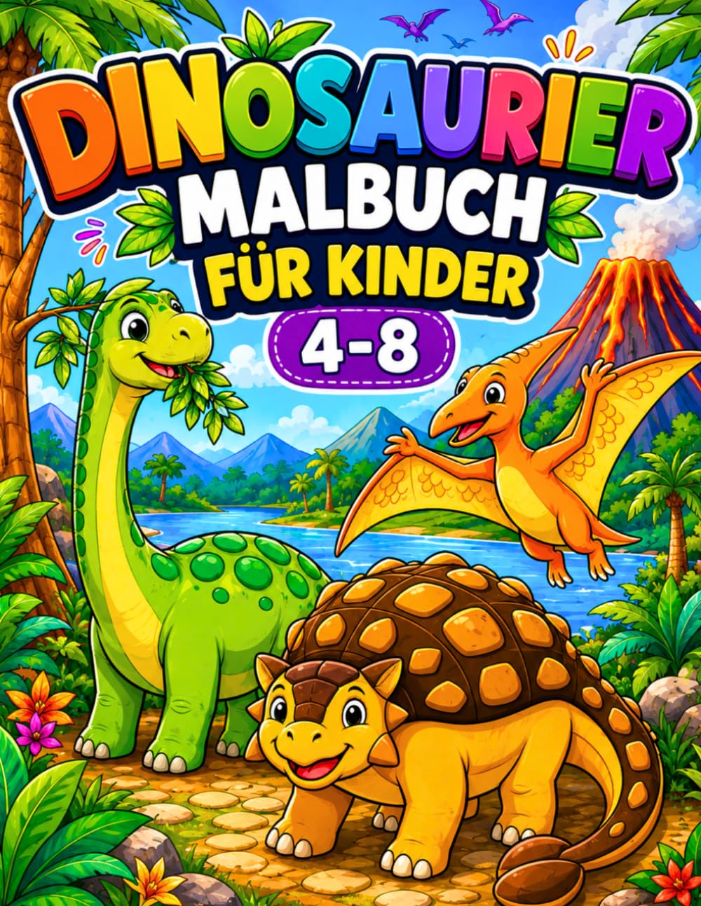 Dinosaurier Malbuch für Kinder von 4–8 Jahren: 50 Einzigartige Dinosaurier-Ausmalbild