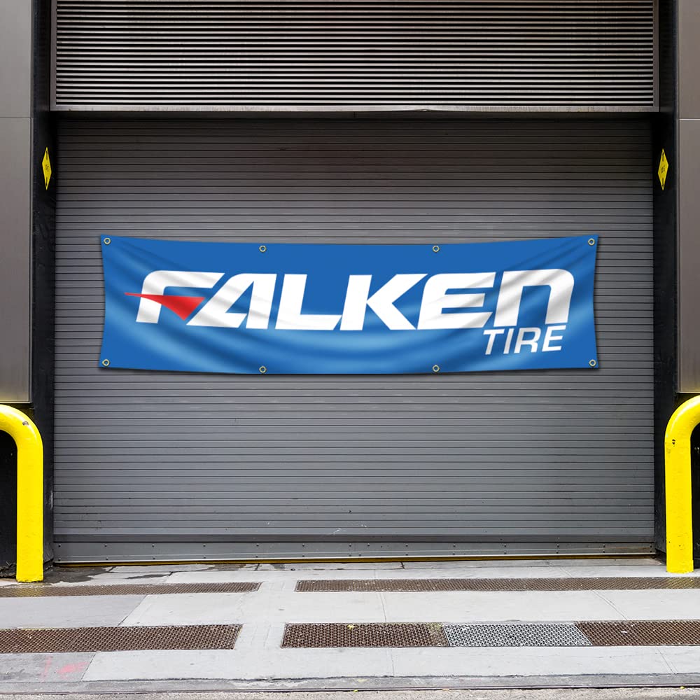 Tire Banner Flag (2x8ft, Anti-fade Poly?150D) Double Stitched Tapestry with Two Brass Grommets For Garage/Man Cave/Dorm/Room