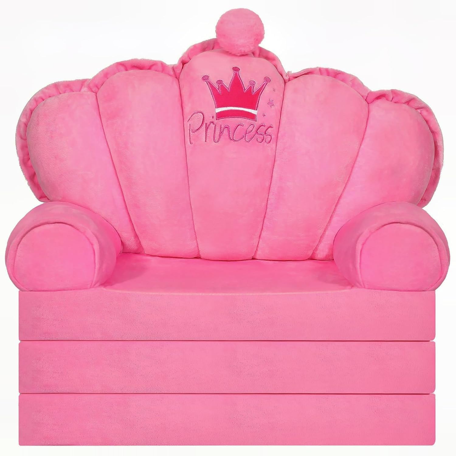 Comfy KidsToddler Couch Fold Out,Toddler Chair Sofa for Bedroom,Toddler Couch Bed for Girl | Pink Princess Chairs Couch for Toddlers 1-3 | Kids Sofa for Playroom (Light Pink)