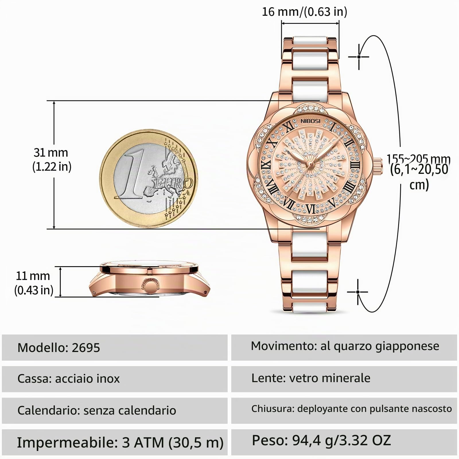 NIBOSI Orologio da donna analogico al quarzo orologio alla moda con quadrante diamantato orologio unico con quadrante girevole Classico