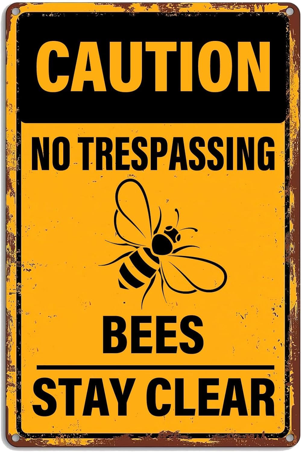 SMAZDFXX Beekeeping Metal Sign Wall Plaque Caution No Trespassing Bees Stay Clear Retro Tin Signs for Home Garden Yard Bar Pub Outdoor Man Cave Decor 5.5"x8"