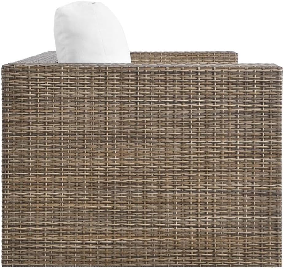 Modway Convene Outdoor Synthetic Rattan Loveseat in Cappuccino/White