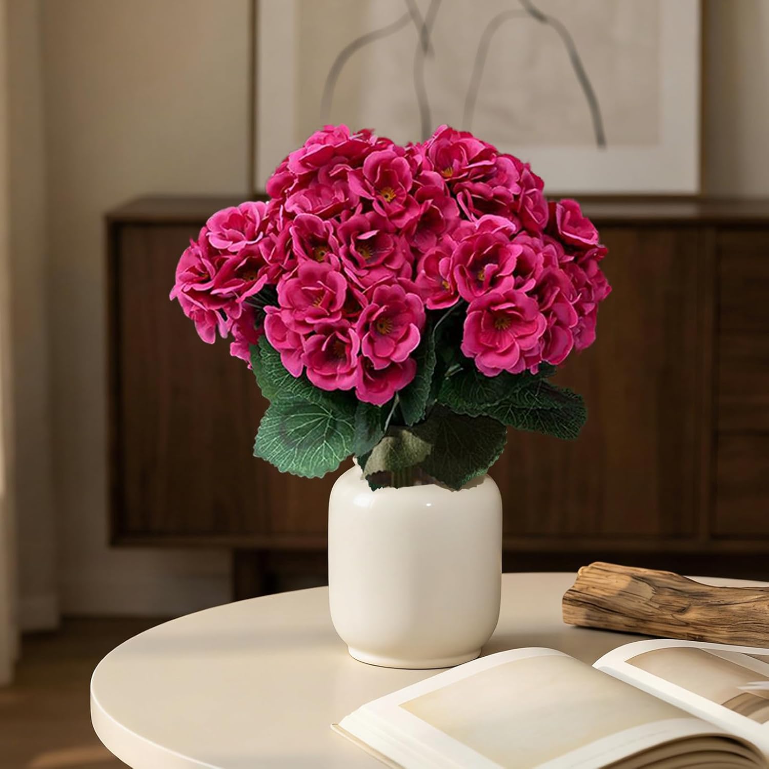 Artificial Geranium Flowers for Outdoor, 12 Bundles Fake Silk Geraniums Flower, UV Resistant Look Real Faux Plants for Front Door Garden Porch Patio Balcony Yard Indoor Home, FF20, Rose Red