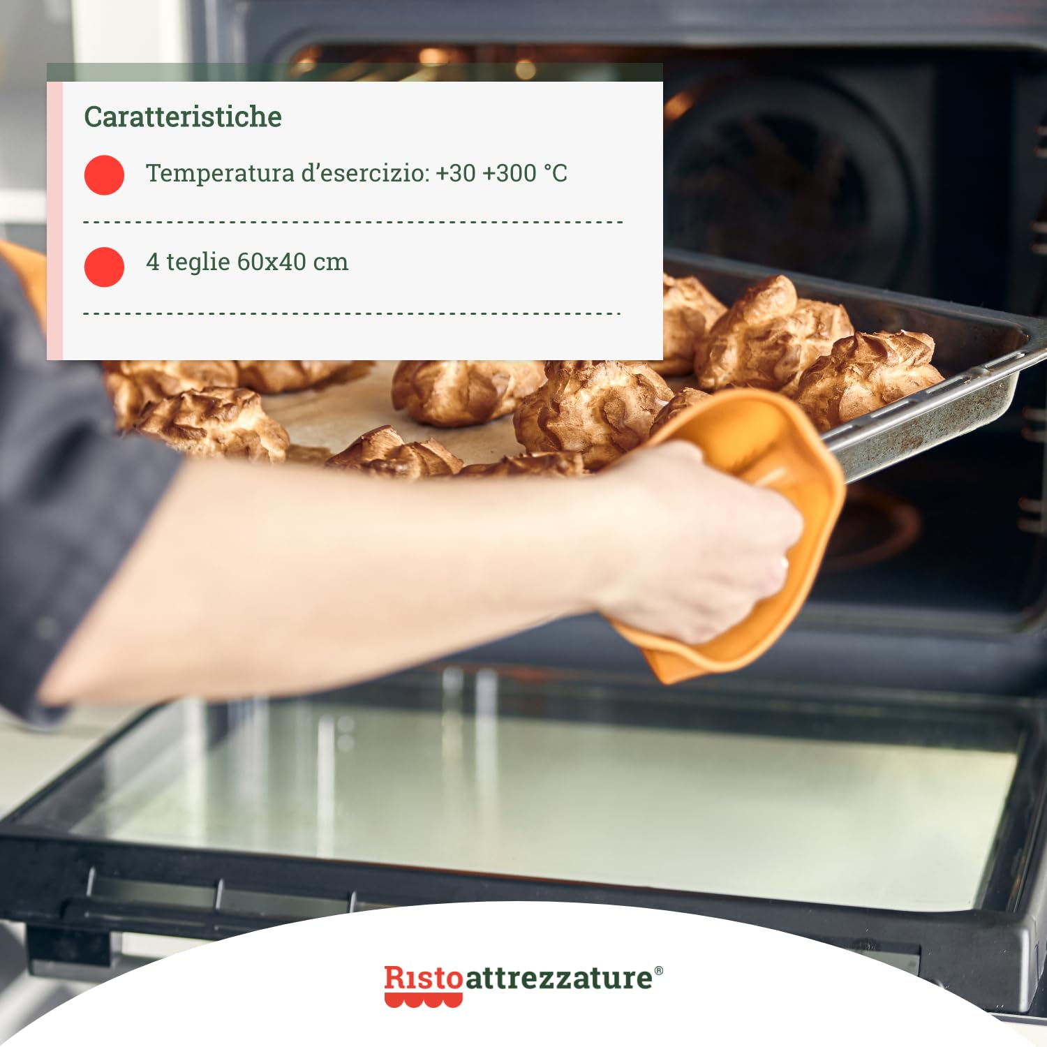 Ristoattrezzature Forno elettrico 4 teglie 60x40 cm convezione con grill e comandi manuali 5 kW