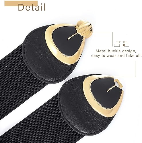 Miniatura 3 de Wriidy Cinturón elástico de lazo negro Mujeres Stretch Wasit Cinturones para vestido