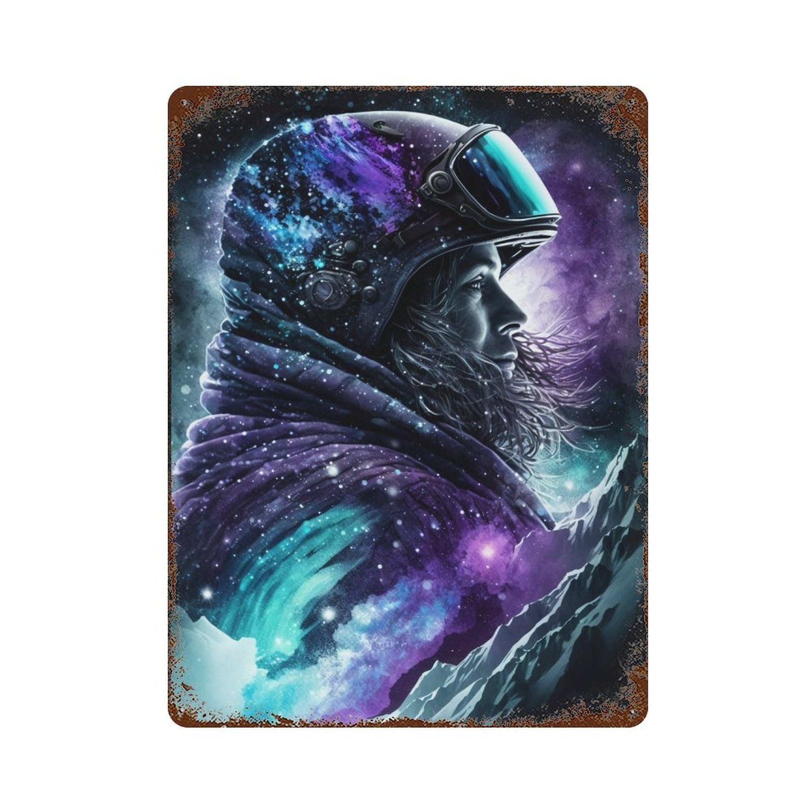 Galactic Explorer's Helmet Aged Metal Wall Plaque 15.7"x11.8", for Office, Studio And Wall Decor, Novelty Wall Decor