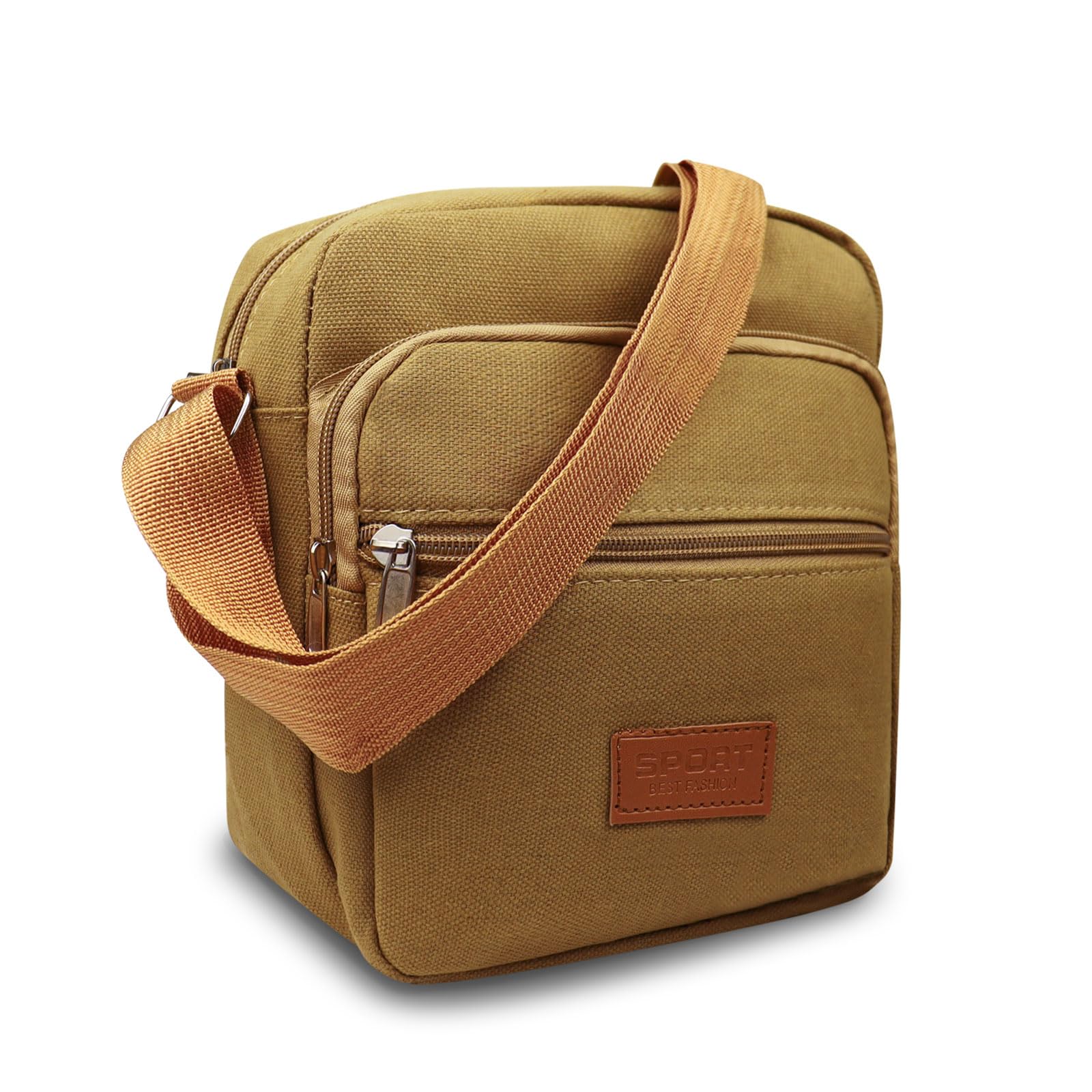 AfitLulu Messenger Bag for Man Commuting Canvas Crossbody Bag with 3-Layer Zipper Satchel Bag for Business Bag