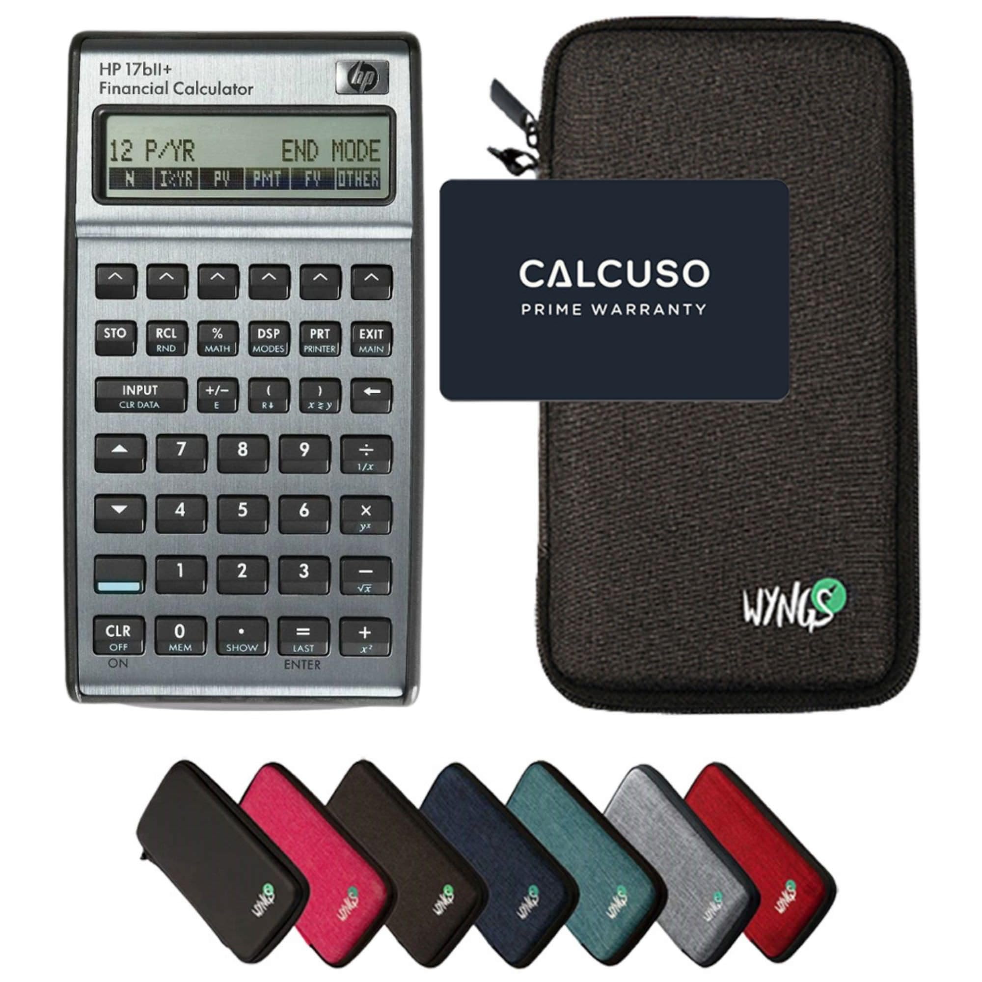 HP 17bll+ con Funda Protectora WYNGS Gris Oscuro - Calculadora Financiera - Paquete Básico