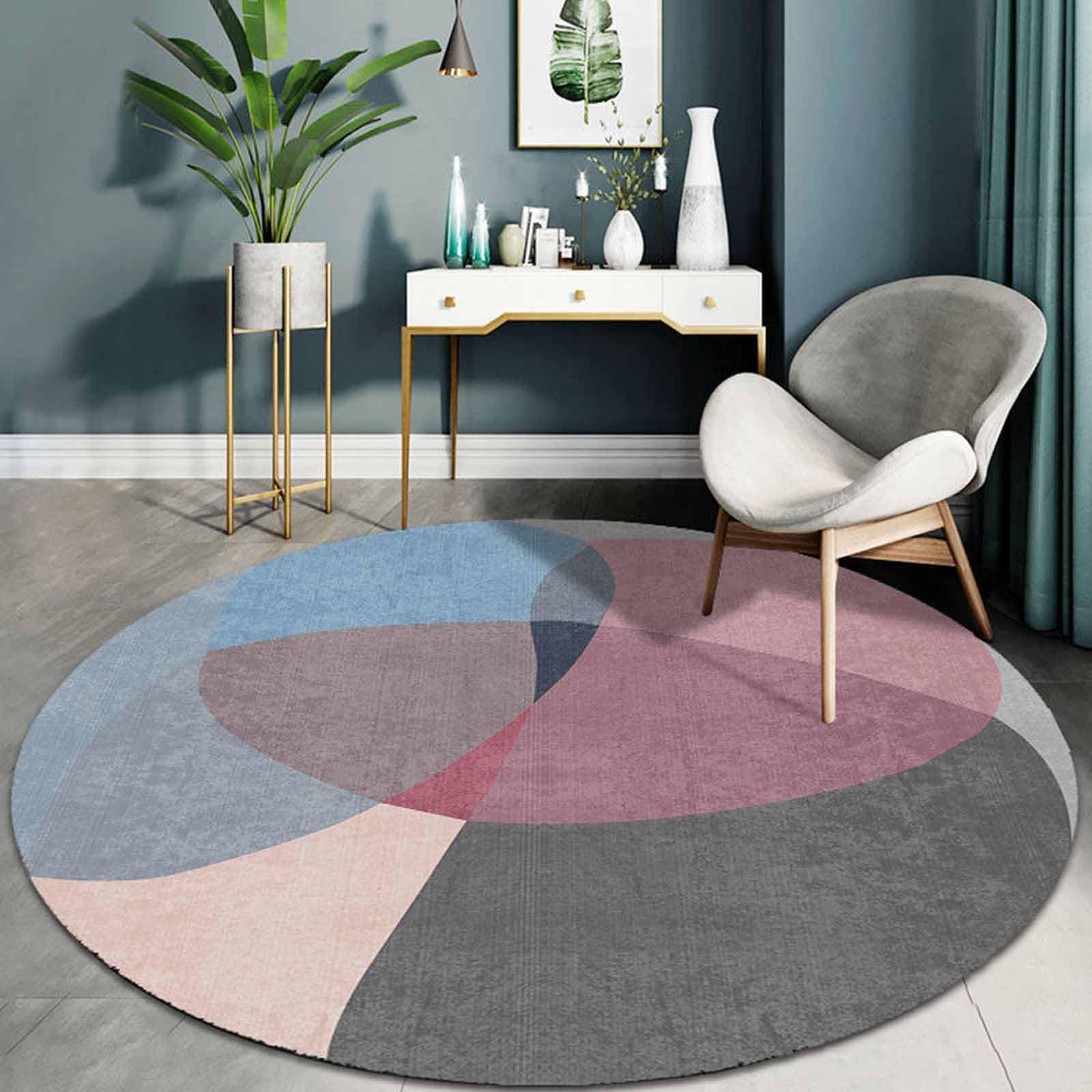 Alfombras de dormitorio redondas multicolores con fondo antideslizante para salon de 100 a 200 cm