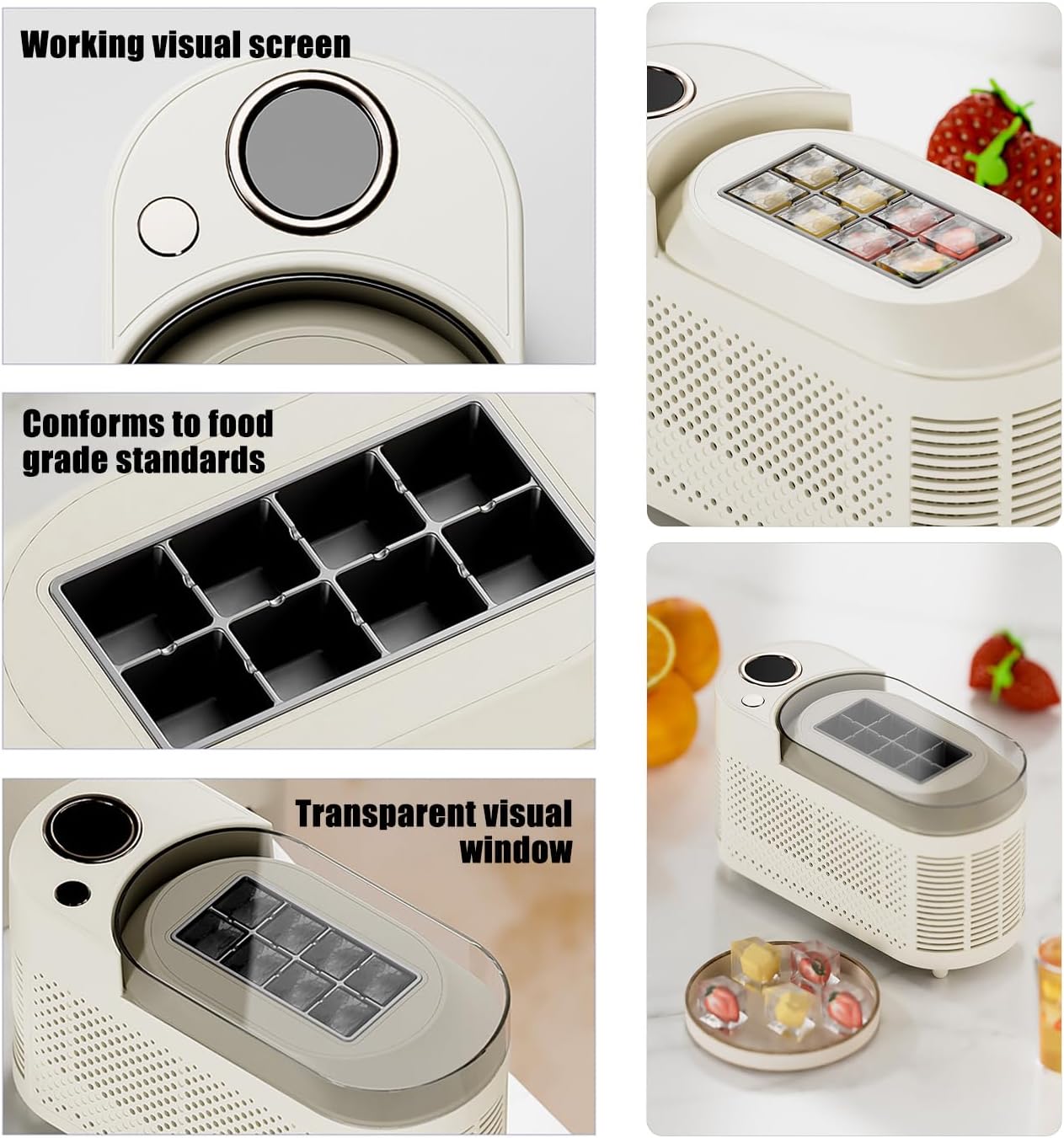 Ice Maker Machine,Mini Ice Maker Machine Countertop for Home Office, Ice Ready in 10 Mins, Low Noise & Energy Saving, Portable Small Clear Ice Cube Maker (White Standard)