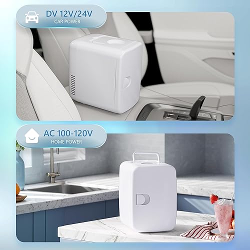 Miniatura 6 de EUHOMY Mini refrigerador compacto de 4 litros6 latas, enfriador y calentador portátil de CACC para cuidado de la piel, alimentos y bebidas, mini