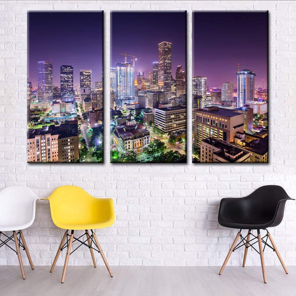 City Skyline sur Toile tableau design salon grand format 3 panneaux Artwork-05