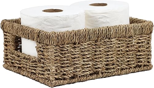 Miniatura 8 de Cestas de mimbre, cestas para organizar, cesta tejida de ratán para almacenamiento, contenedores organizadores con asas integradas, cesta de Jacinto