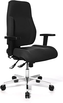 Topstar PI99GBC0 P91, Bürostuhl, Schreibtischstuhl, breiter Muldensitz, inkl. höhenverstellbare Armlehnen, Konturpolsterung, Bezug schwarz