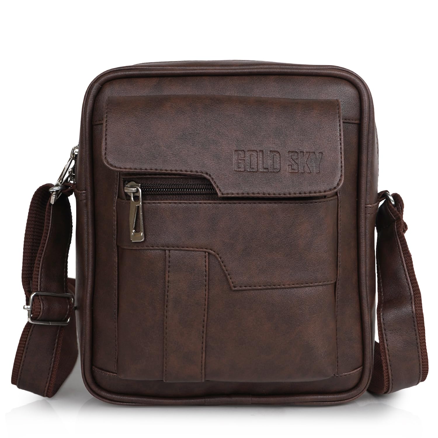 gold sky Stylish PU Synthetic Leather Men's Sling Bag Cross Body Travel Office messenger-picture-11