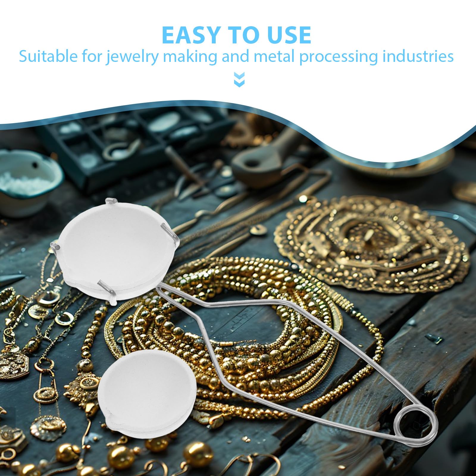 Healeved Juego de Crisol Cerámico para Fundir Oro y Plata Pinzas para Crisol Largas Kit de 3 Piezas Cuencos de 2 y 5 Liang Resistente a Altas Temperaturas para Joyería y Metalurgia