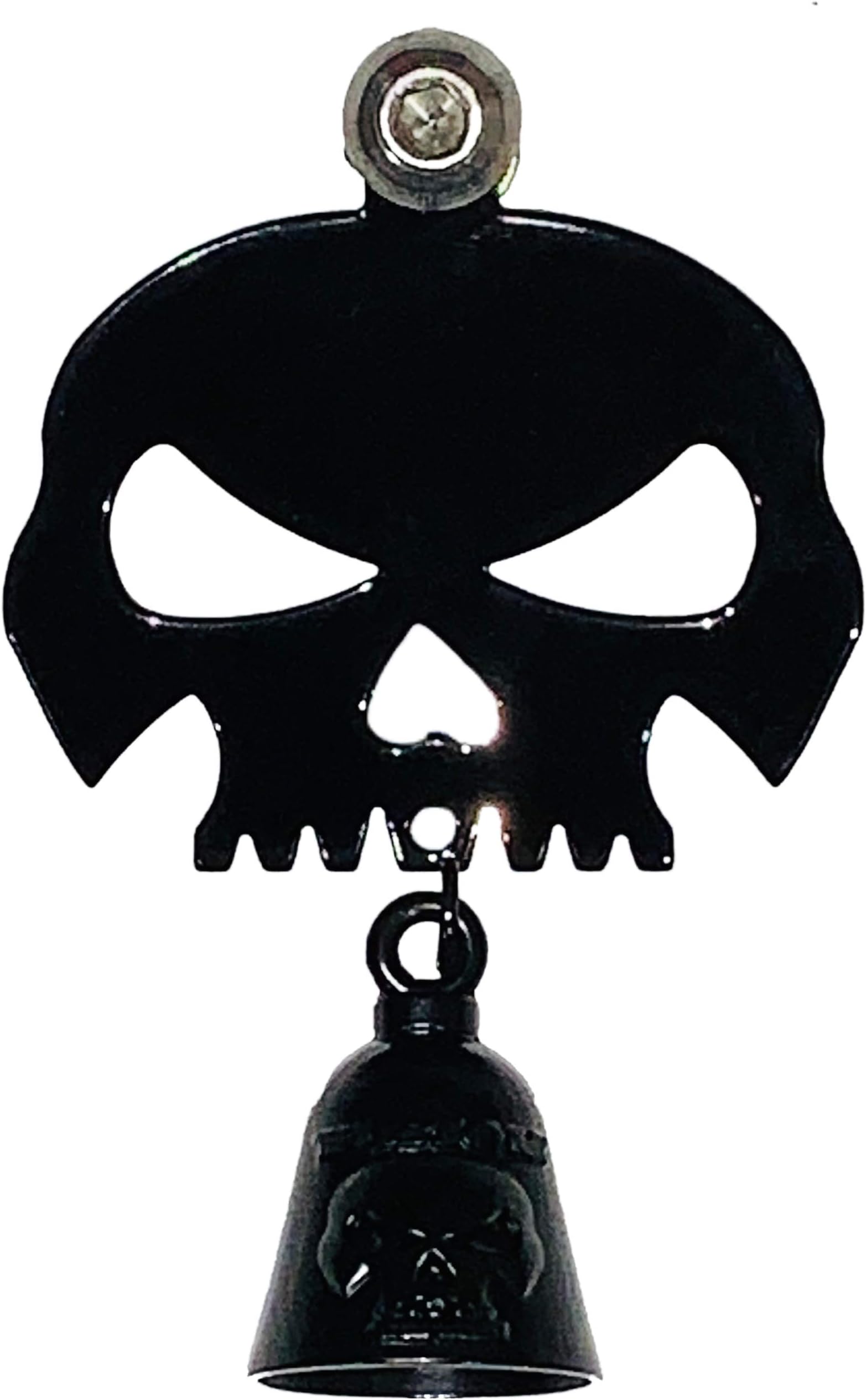 Kustom Cycle Parts Universal Gloss Black Skull Bell Hanger With Bell - Bolt and Ring Included. Fits All Harley Davidson Motorcycles & More! Proudly Made In The USA! (Gloss Black)