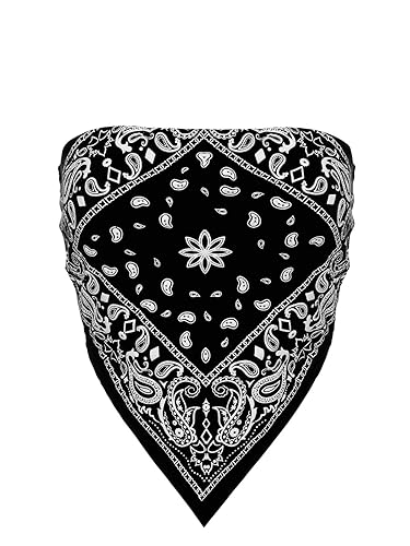 Design by Olivia Women's Sexy Paisley Bandana Tube Top Y2K
