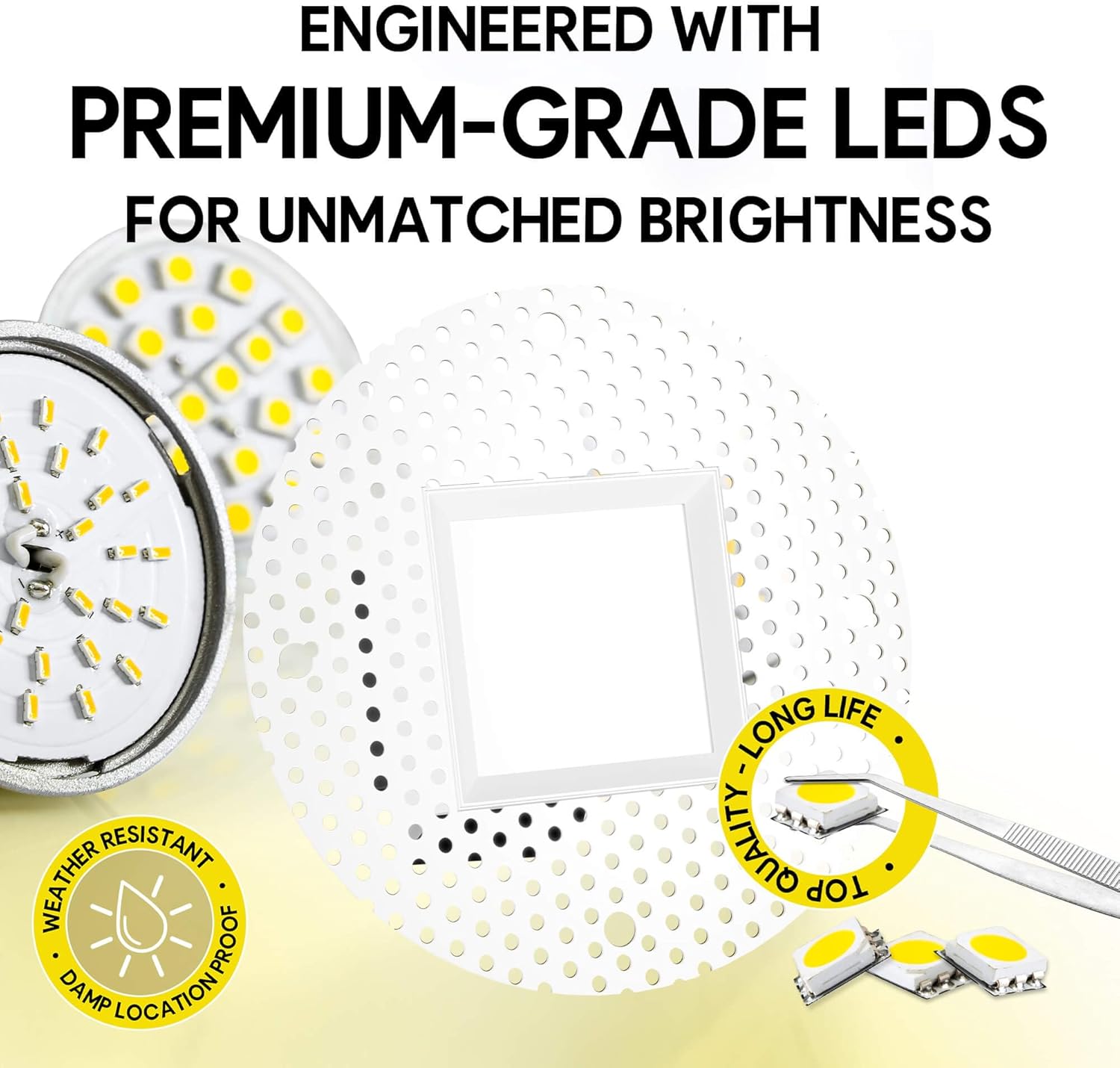 3 inch Trimless Slim Square Downlight Luminaire, White Finish, LED Recessed Light Fixtures -11W=80W Dimmable IC Rated - CRI 90+, 770 Lumens, ETL Listed, 5CCT 2700K|3000K|3500K|4100K|5000K