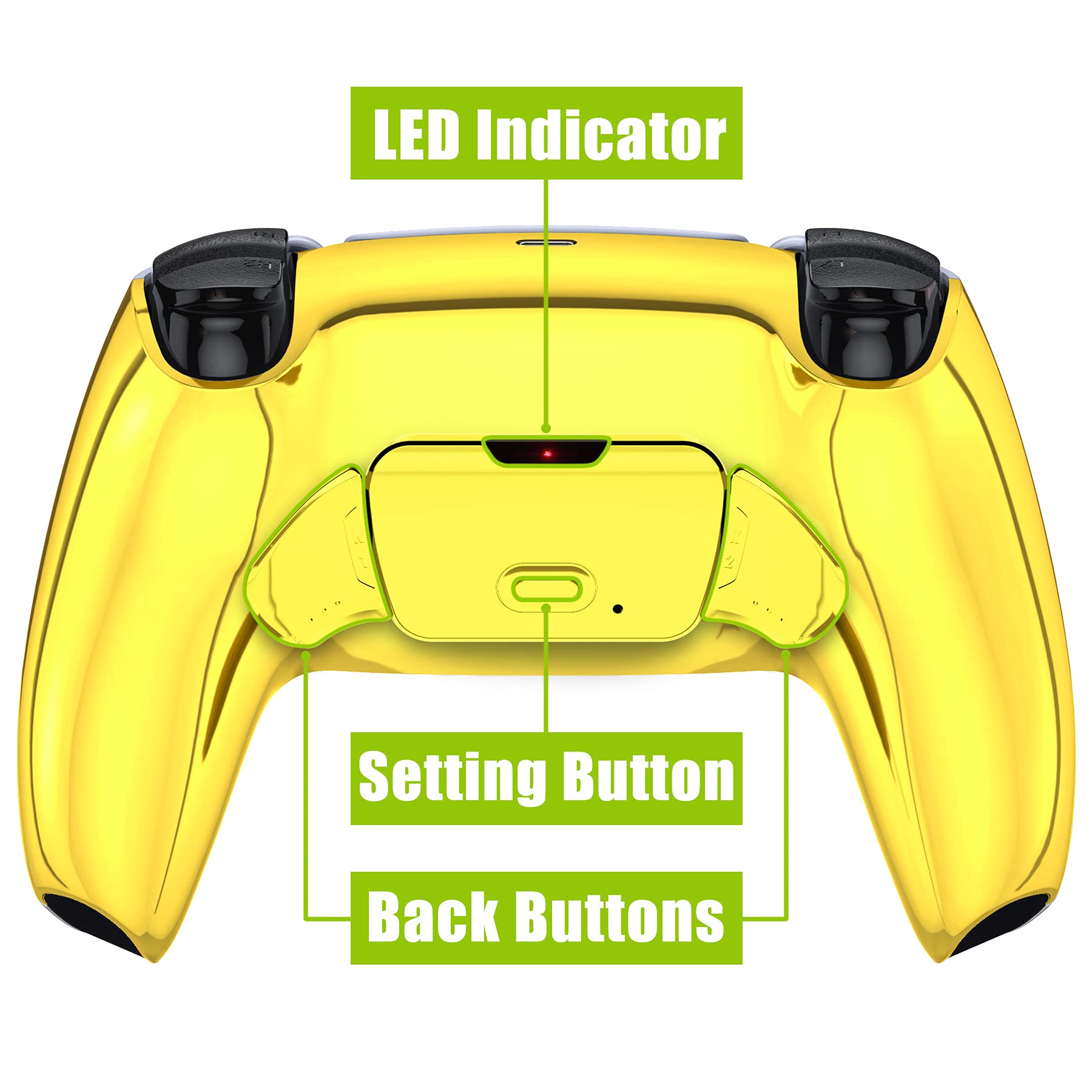 eXtremeRate Programable Rise 2.0 Remap Kit para ps5 Mando BDM-010&BDM-020 Actualización Board & Carcasa Trasera Diseñada & Botones Traseros Accesorios para ps5 Control-NO Incluye Mando(Dorado Cromo)