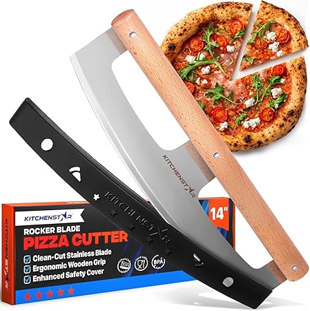 KitchenStar 14-Inch Pizza Cutter Rocker Blade - Razor Sharp Stainless