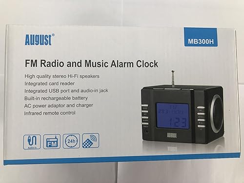 Miniatura 8 de August MB300 Mini sistema estéreo MP3 de madera y radio reloj FM, con lector de tarjetas, puerto USB y conector auxiliar (entrada de audio de 0.138