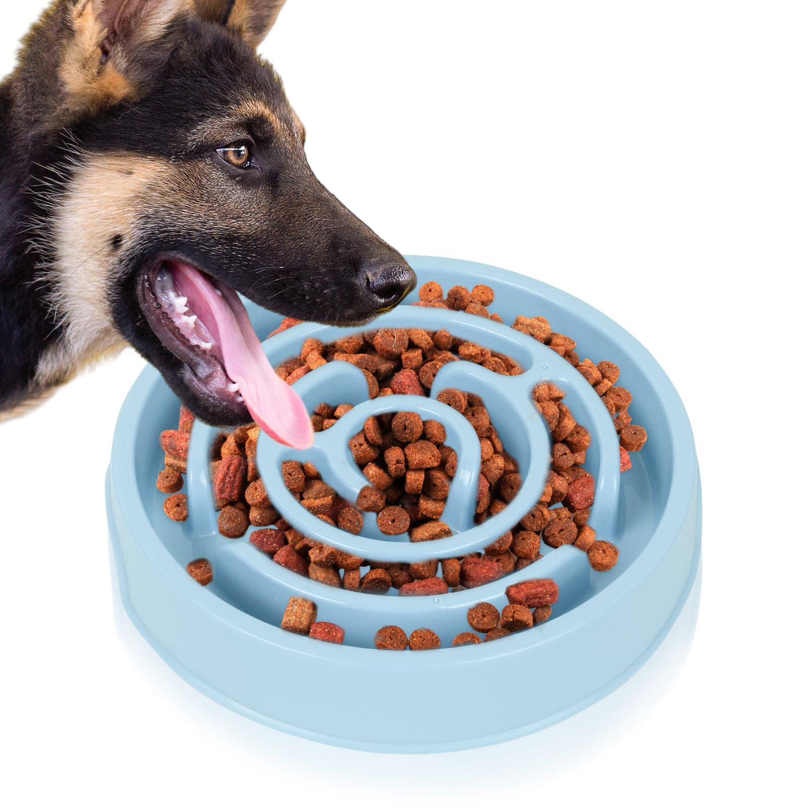 Sueving Slow Feeder Dog Bowl, Pink Slow Feeding Dog Bowl, Non-slip Pet Feeding Bowls for Small Medium Dogs Cats (Light Blue)