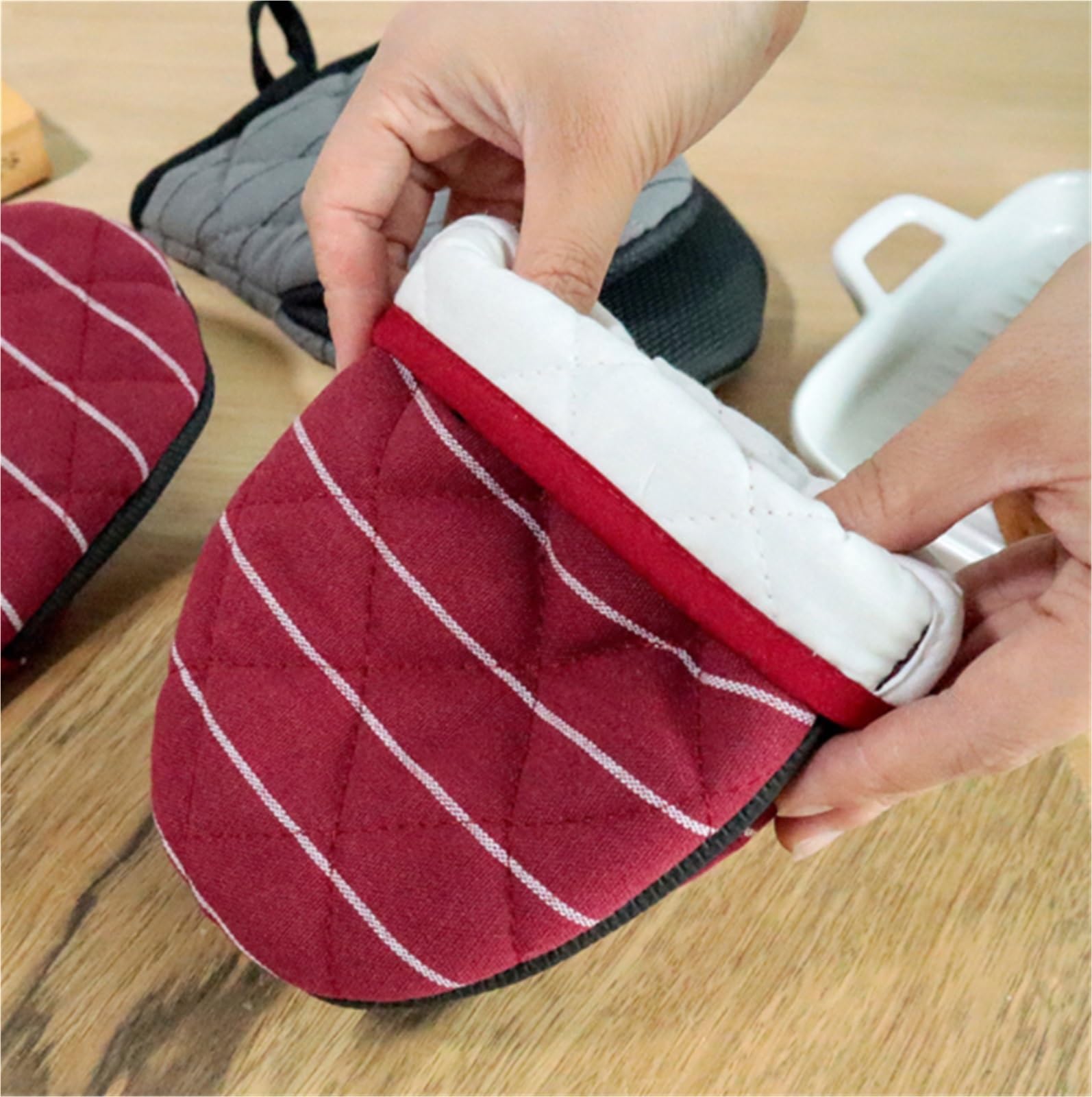 Manoplas Horno 1 Par De Manoplas De Horno Resistentes Al Calor, Manoplas De Silicona For Cocinar, Asar, Hornear, Microondas Guantes Horno Cocina(G)