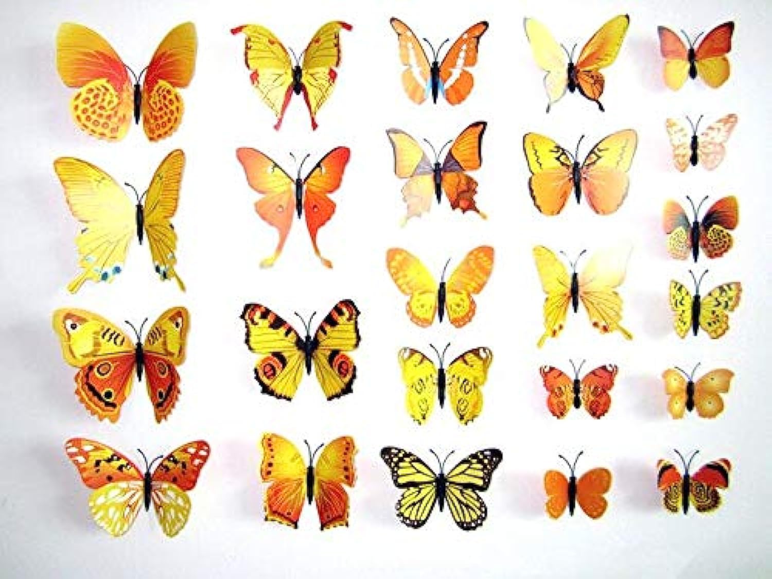 3D butterflies wall decoration - Yellow and Orange