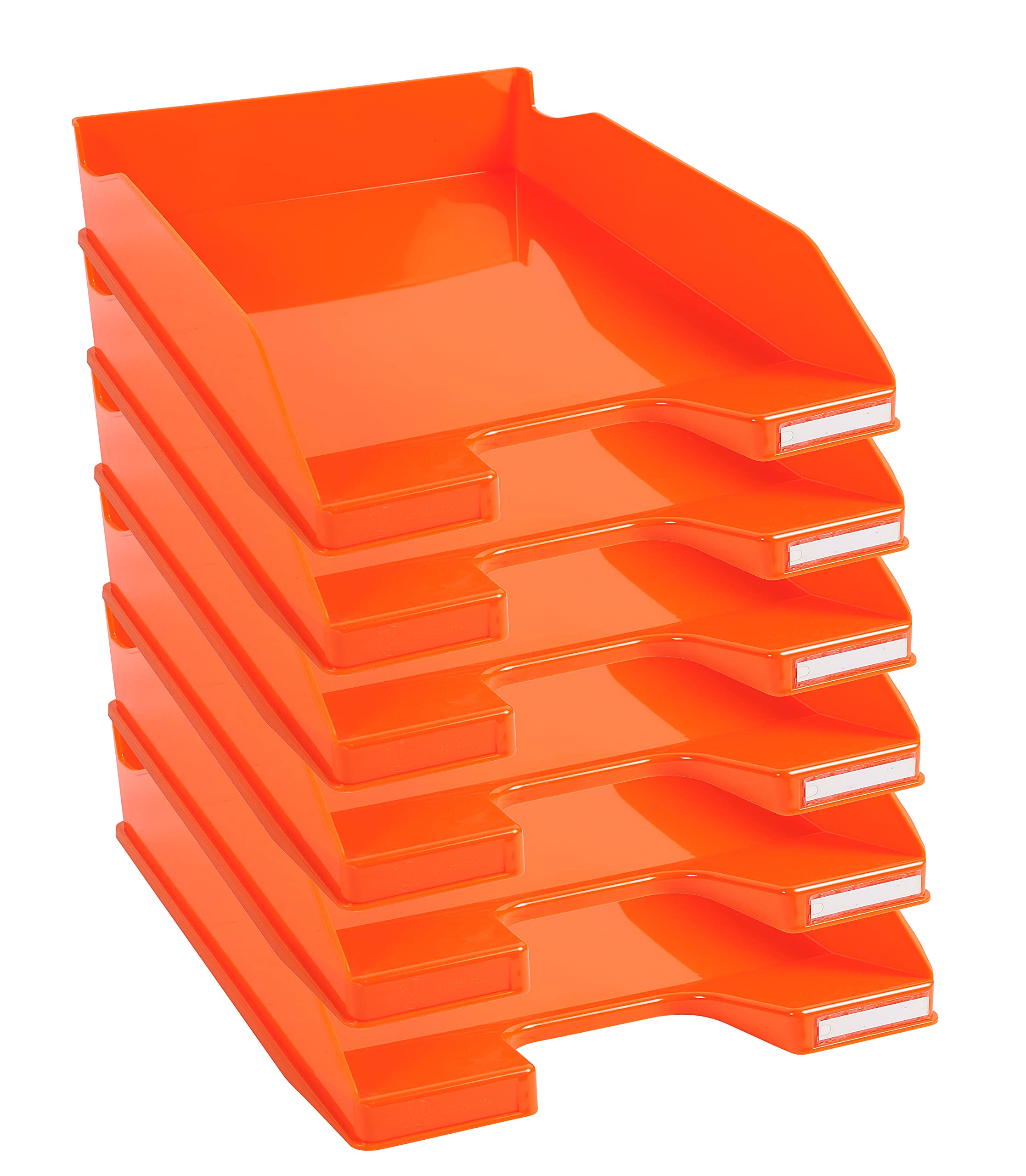 Exacompta - Ref. 113288D - set of 6 COMBO MIDI letter trays - dimensions 34.6 x 25.5x 6.5 cm - for A4 + format documents - glossy tangerine color — image 1