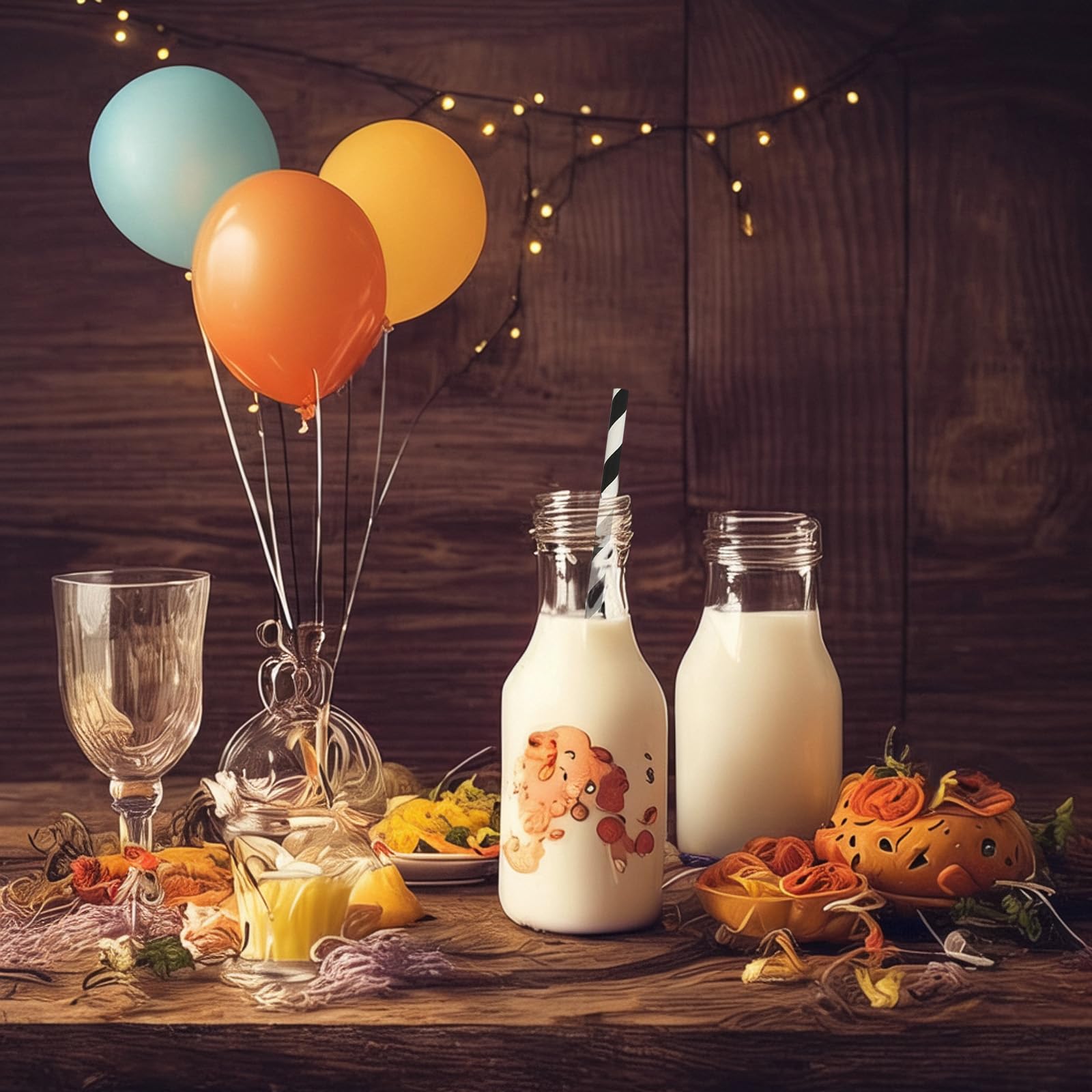 125 Stück Cocktail Strohhalme Aus Papier - Gold & Farbig Gestreift | Für Partys & Feiern