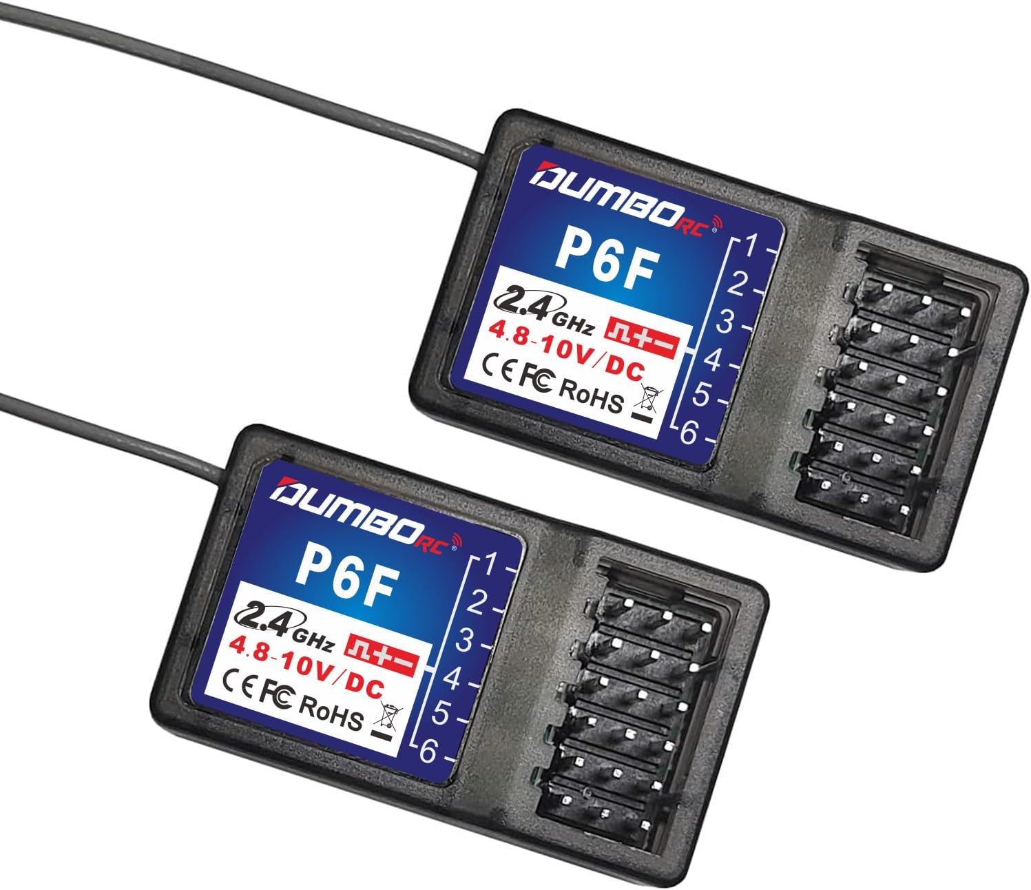 DUMBORC 2 Pcs P6F 6 Channels 2.4GHz RC Receiver for DUMBORC X4 X5 X6 RC Car Boat