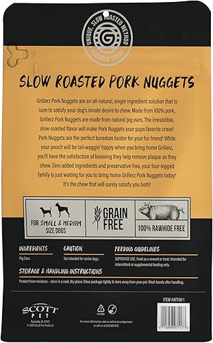 Miniatura 2 de Grillerz - Nuggets de cerdo, bolsa de 1 libra, un solo ingrediente, orejas de cerdo totalmente naturales para perros, masticables para perros para
