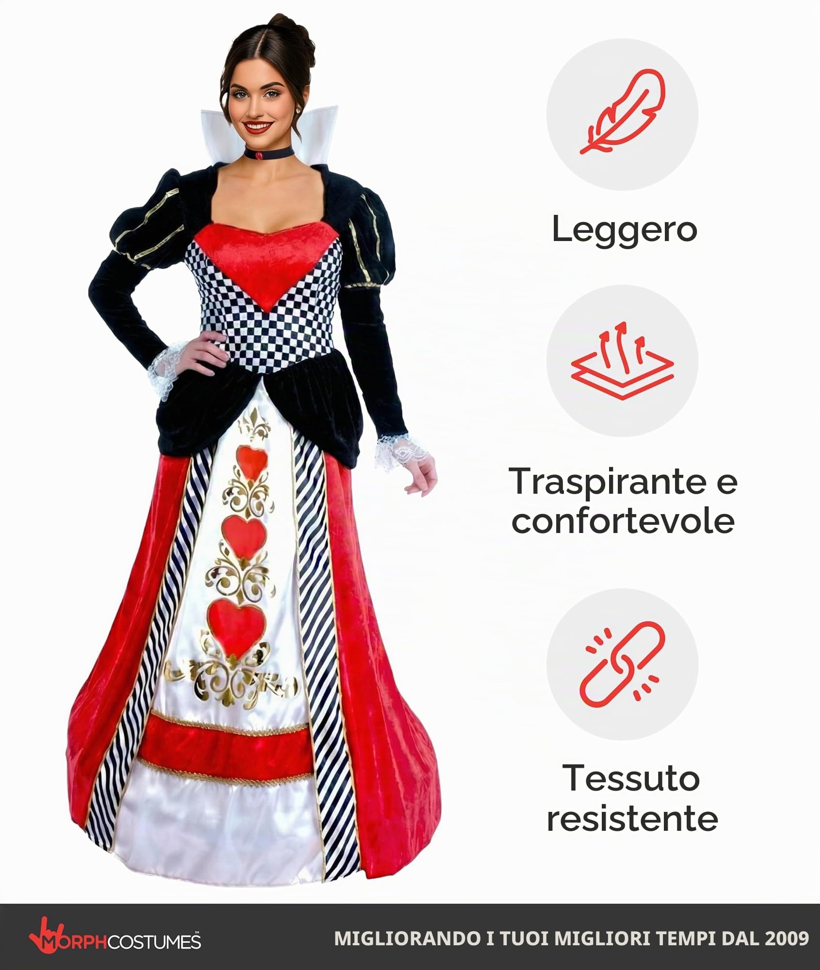 Fun Shack Costume Regina Di Cuori Donna - Abito Carnevale, Vestito per Halloween, Compleanni e Party, Alice nel Paese delle Meraviglie Donna