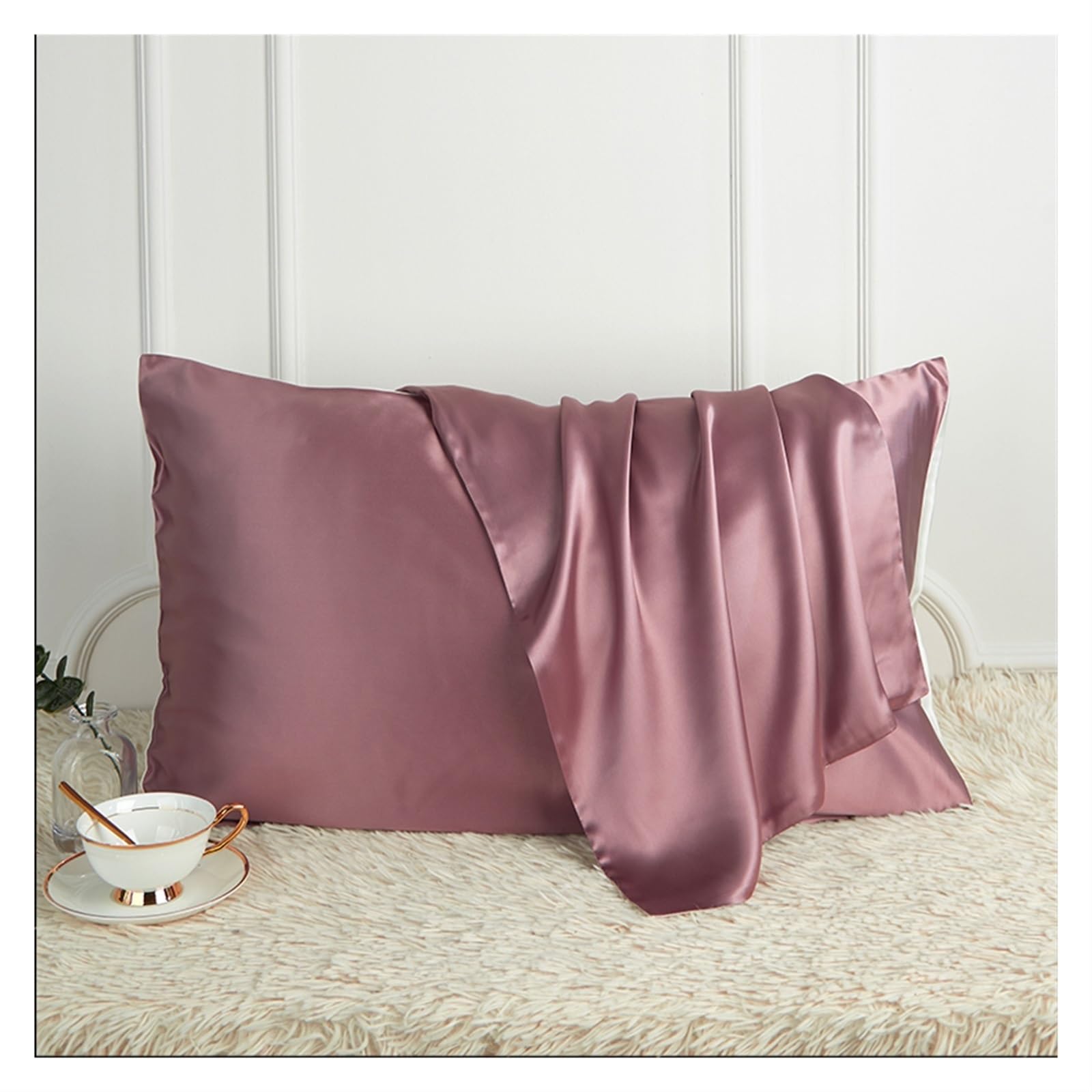 Silk Pillowcase Pure Silk Pillowcase Real Mulberry(Rosy,50x90cm)