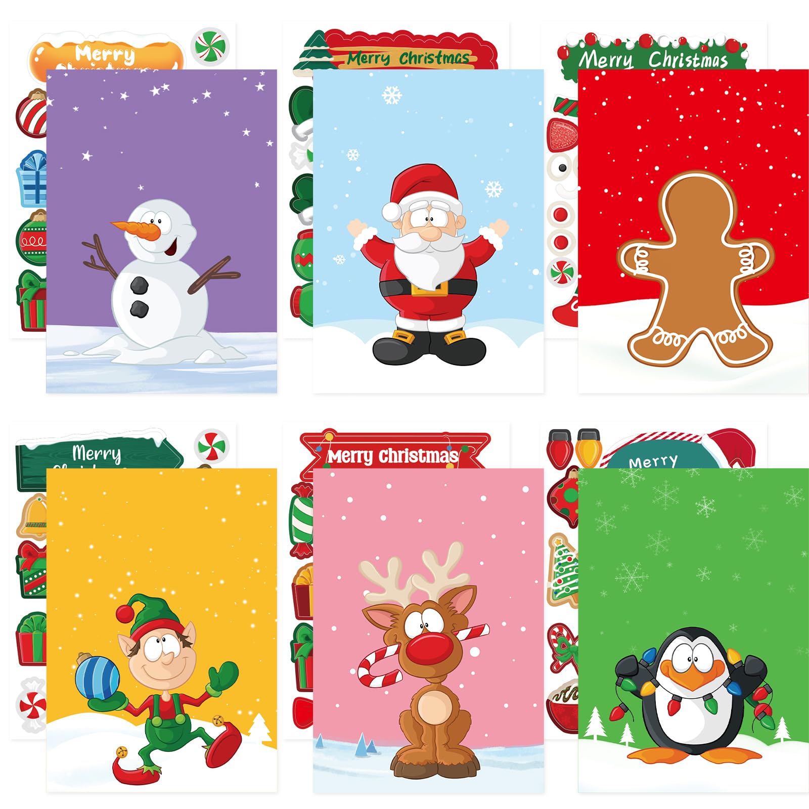 Fancy Land Christmas Cards with Envelopes and Stickers 18pcs Holiday DIY Make Your Own Christmas Cards Making Kit Craft for Kids Classic