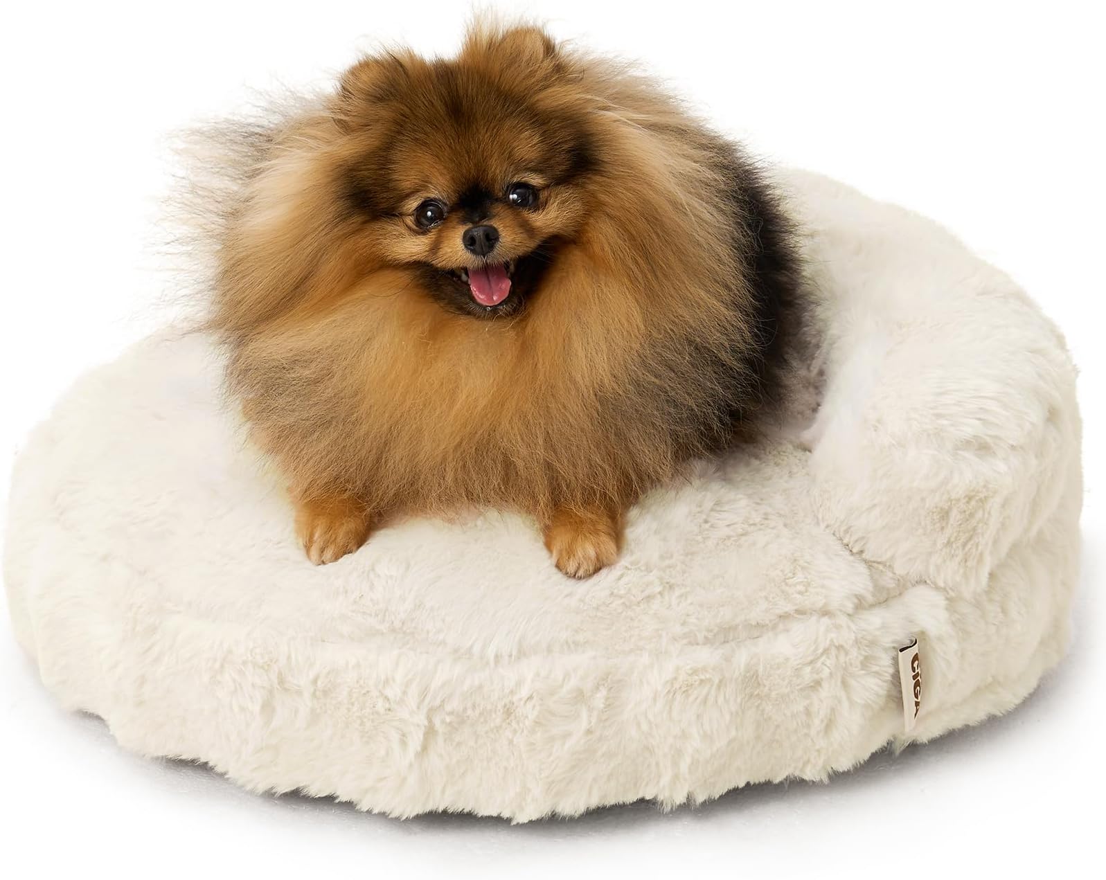 EHEYCIGA Soft Cat Couch Bed for Indoor Cats, Fluffy Extra Small Dog Bed with Removable Washable Cover, Bolster Pet Sofa, Waterproof and Non-Slip, 20" x 20"x 6.5", Cream