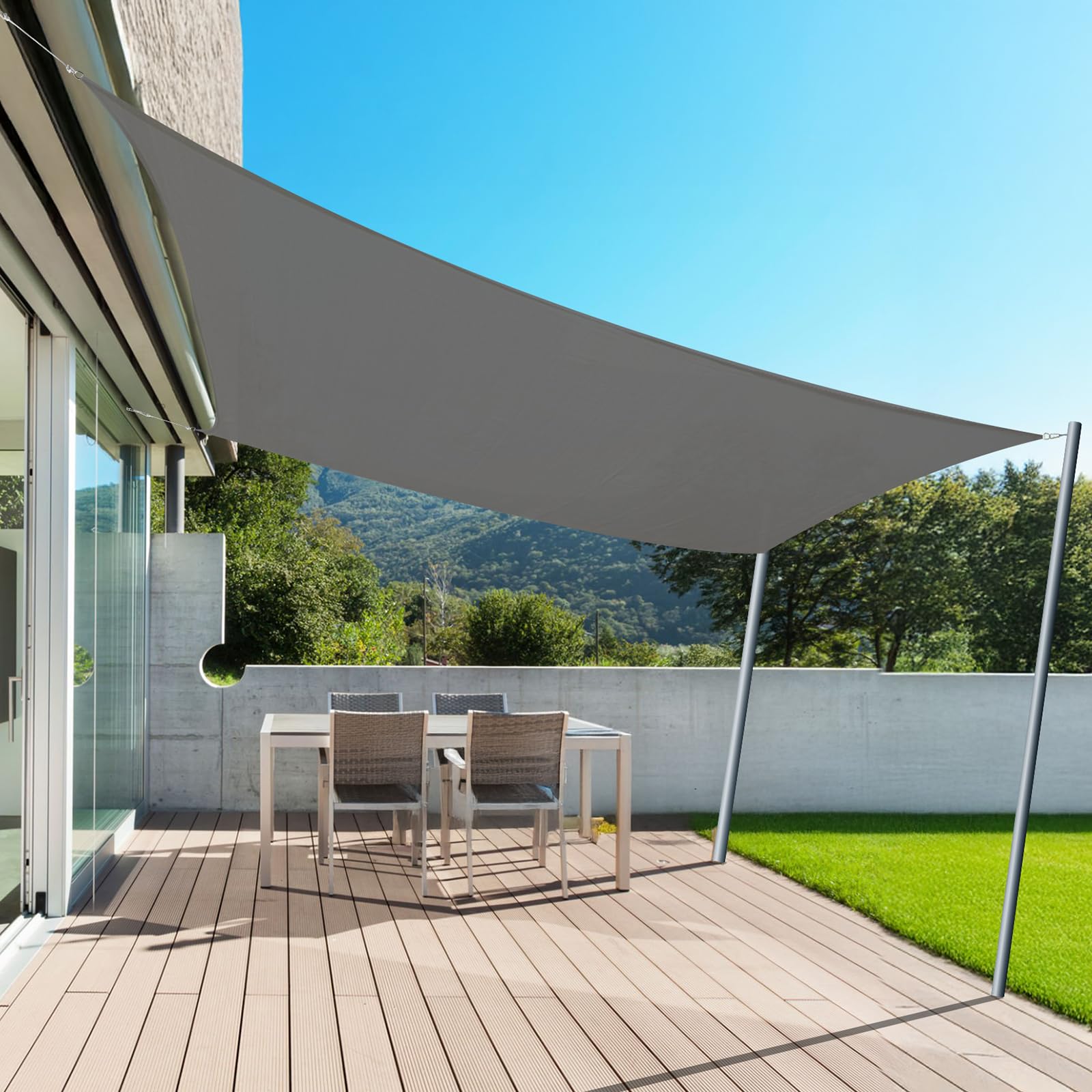 AXT SHADE Toldo Vela de Sombra Impermeable Rectangular 3x4m Protección Rayos UV para Exterior Terraza Exterior Patio Jardín-Gris Antracita