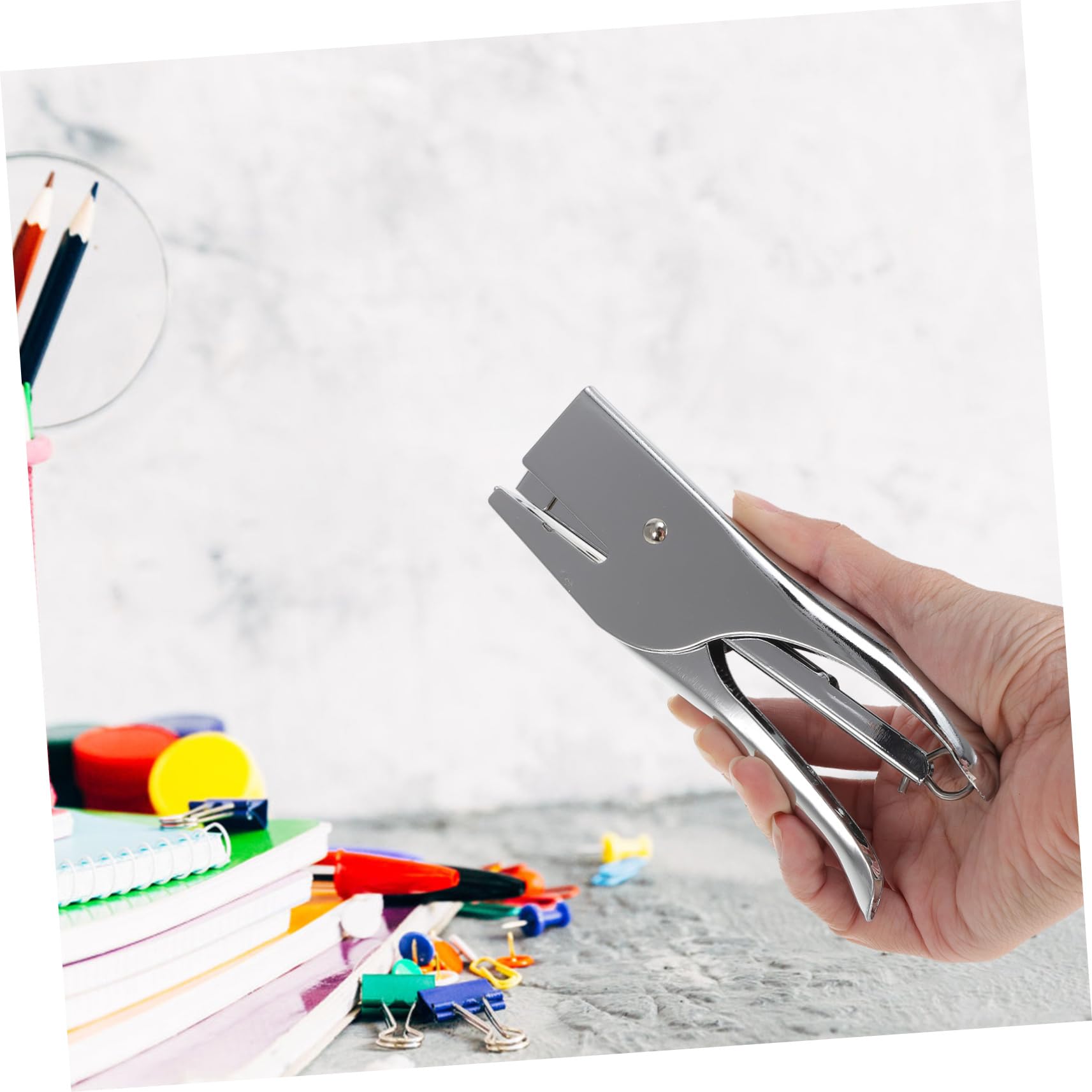 VILLCASE 4 Pezzi 20 Fogli cucitrice a pinza cucitrice d'argento da tavolo scolastica maniglia cartelline faldoni portadocumenti cartellina manuale