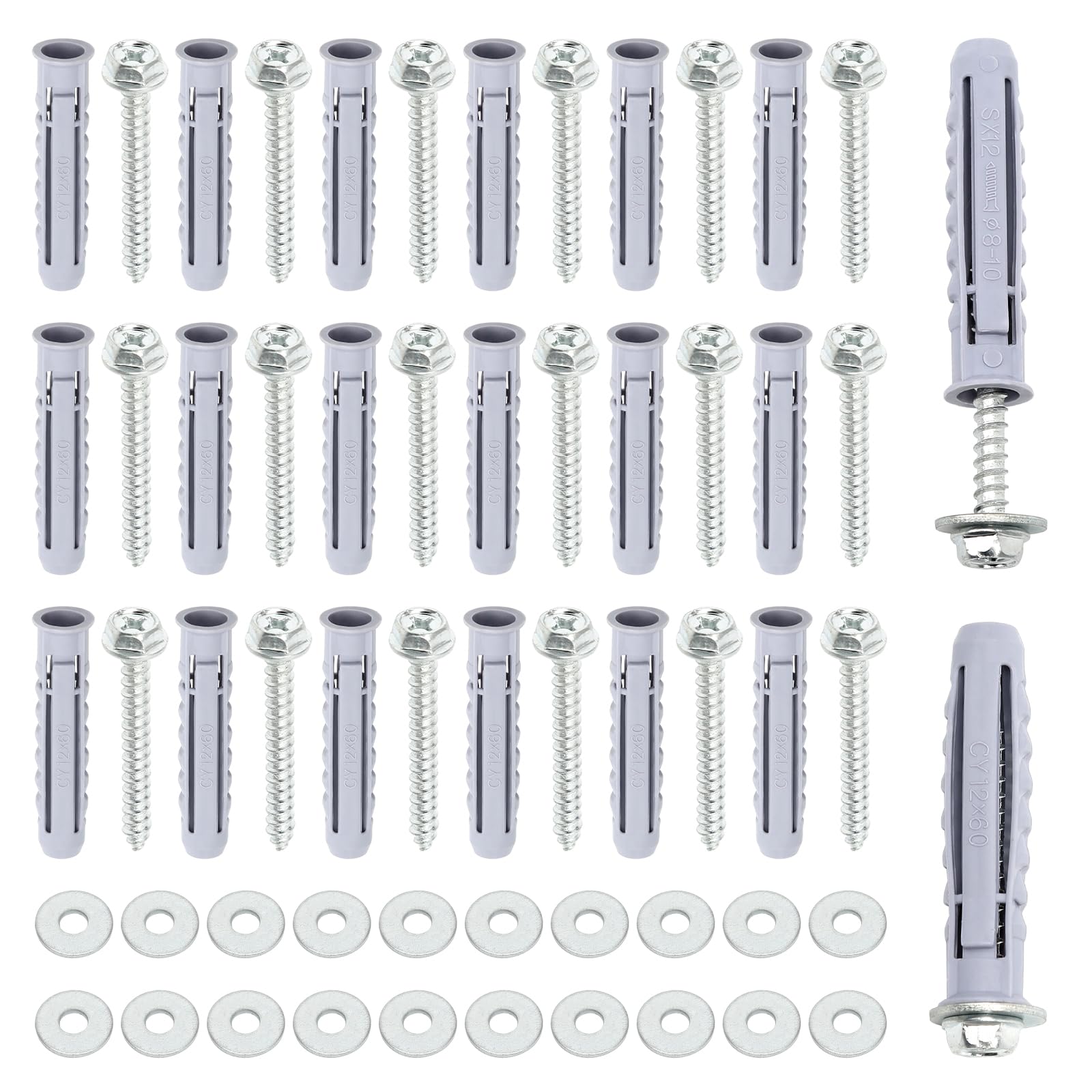20 Pièces Vis et Cheville pour Beton 8mm
