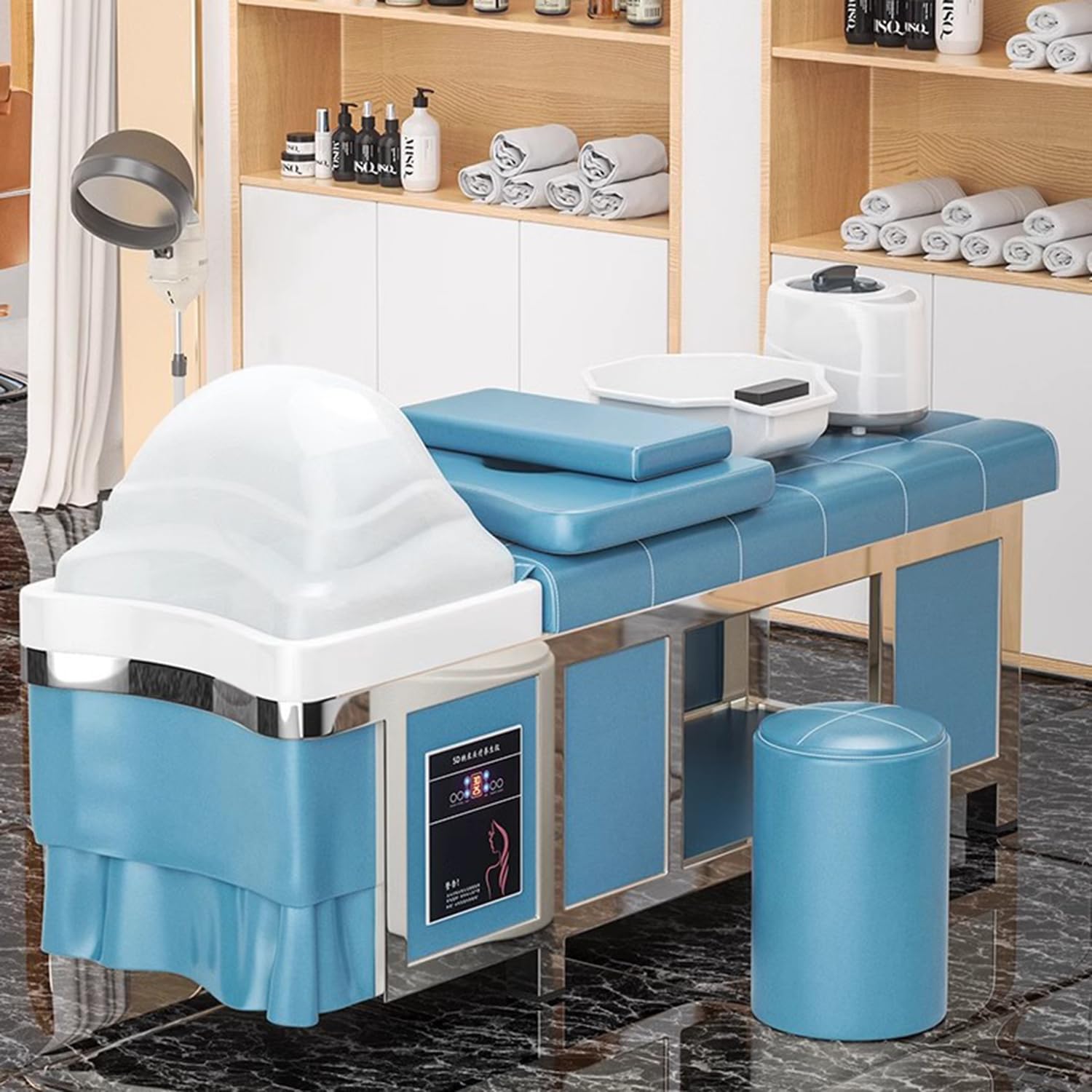 Lettino da massaggio con shampoo, lavabo e di fumigazione per spa e